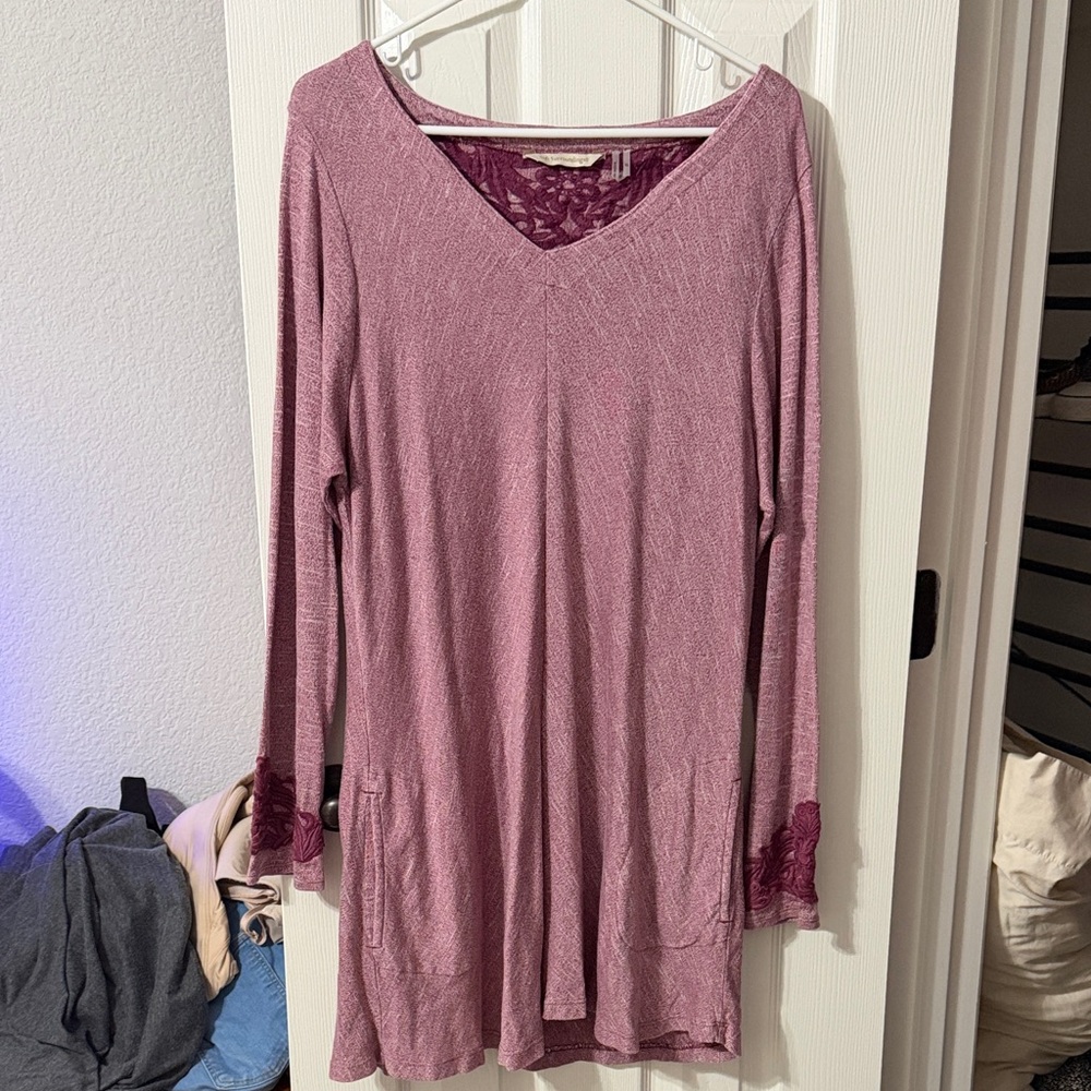 Soft surroundings Pink Long Sleeve V-Neck Top tunic